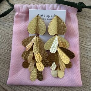 Kate Spade Metal Petal Drop Earrings in Worn Gold